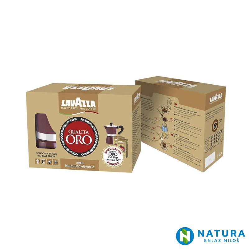 LAVAZZA ESPRESSO QUALITA ORO 2X250G+MOKA POT