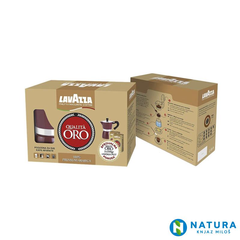 LAVAZZA ESPRESSO QUALITA ORO 2X250G+MOKA POT 